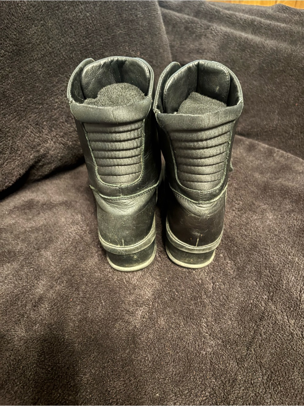 Timberland Lace-Up Wedge black Leather Combat boots with strap womens 8.5M 96347 - Picture 3 of 8